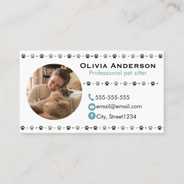 Professional Pet Sitter Customisable Business Card (Front)
