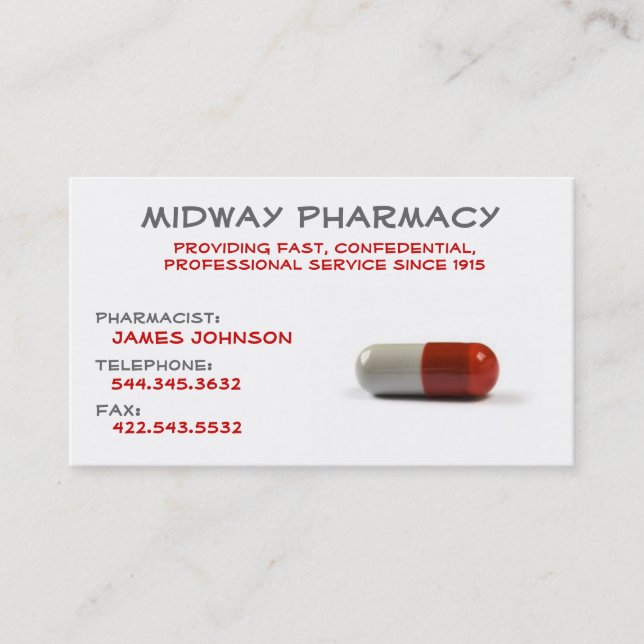 Professional Pharmacy business card (Front)
