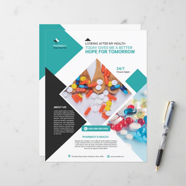 Professional Pharmacy Flyer Template (Front/Back In Situ)
