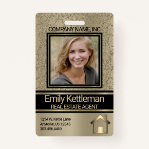 Professional Photo Badge - Gold ID Badge