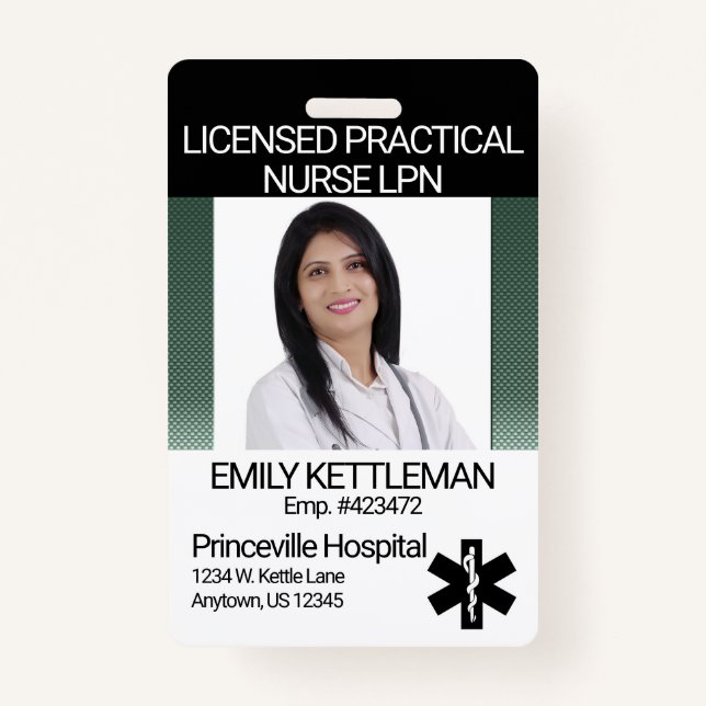 Professional Photo Badge - Green ID Badge (Front)
