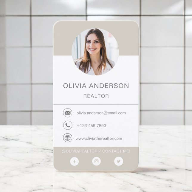 Professional Photo Beige Terracotta  Business Card (Creator Uploaded)