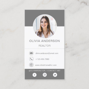 Professional Photo Charcoal Grey  Business Card