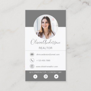 Professional Photo Charcoal Grey  Business Card