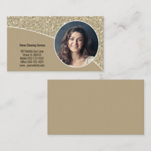 Professional Photo Faux Gold Glitter Business Card
