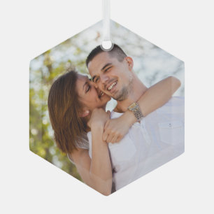 Professional Photo Glass Hexagon Tree Decoration