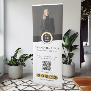 Professional Photo Logo QR Code Advertising Retractable Banner