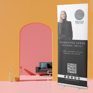 Professional Photo Logo QR Code Social Media Retractable Banner