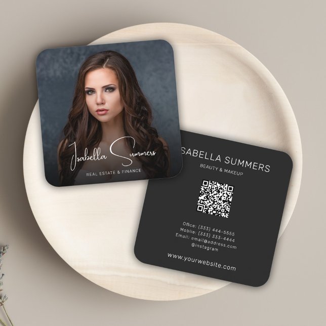 Professional Photo Modern Minimalist Elegant  Square Business Card (Professional Photo Modern Minimalist Elegant Square Business Card)