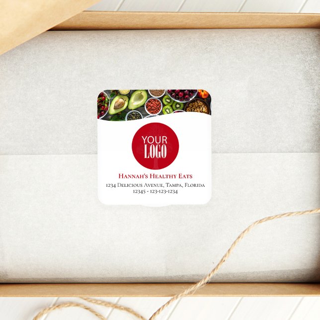 Professional Photo or Logo Promotional Custom Square Sticker (Add your photo and logo business sticker label. )