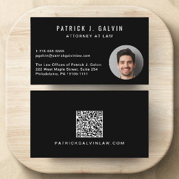 Professional Photo QR Code Black Business Card