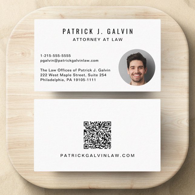 Professional Photo QR Code Business Card (Make a lasting impression with this modern business card featuring your photo and scannable QR code)