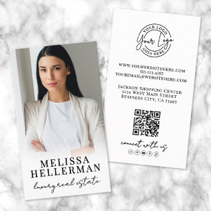 Professional Photo QR Code Company Logo Vertical Business Card