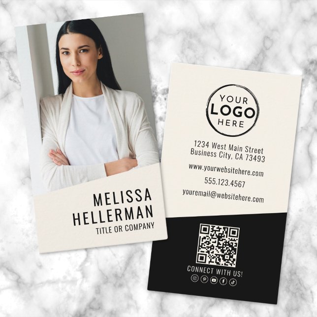 Professional Photo QR Code Company Logo Vertical Business Card (Professional Photo QR Code Company Logo Vertical Business Card )
