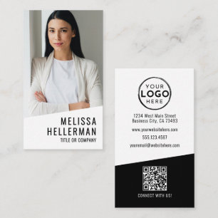 Professional Photo QR Code Company Logo Vertical Business Card
