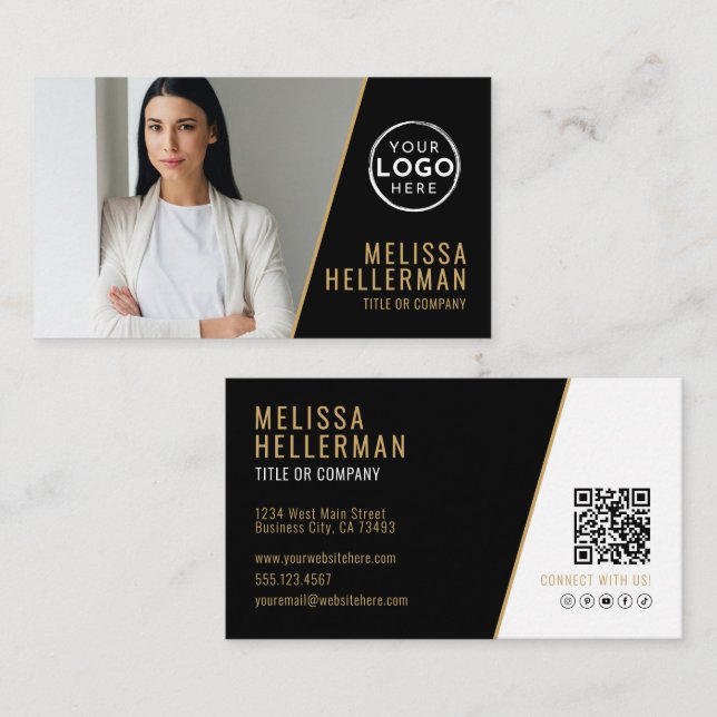 Professional Photo QR Code Company Your Logo Business Card (Front/Back)