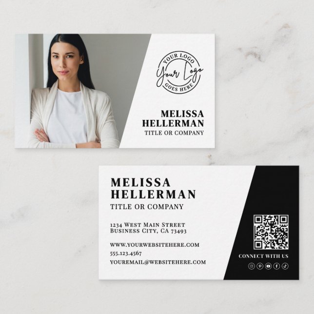 Professional Photo QR Code Company Your Logo Business Card (Front/Back)
