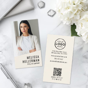 Professional Photo QR Code Logo Vertical Business Card
