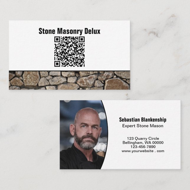 Professional Photo QR Code Stone Wall Business Card (Front/Back)