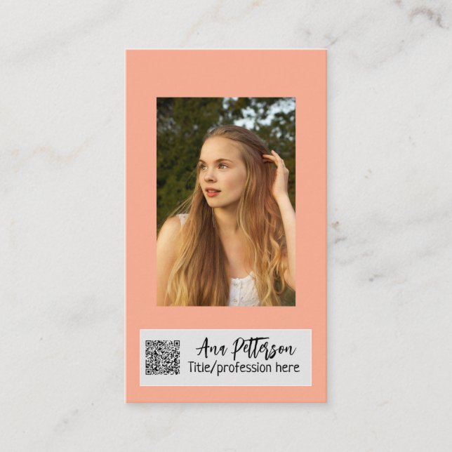 professional photo QR website email social modern Business Card (Front)