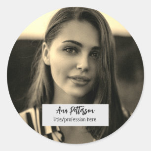 professional photo QR website email social modern Classic Round Sticker