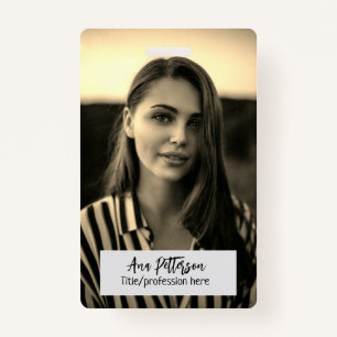 professional photo QR website email social modern ID Badge