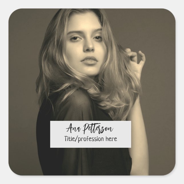 professional photo QR website email social modern Square Sticker (Front)