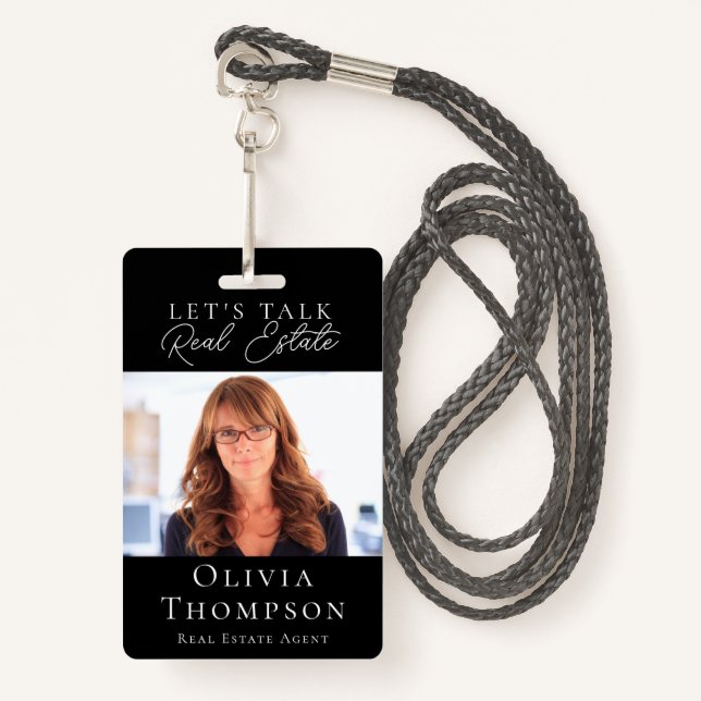 Professional Photo Real Estate ID Badge (Front with Lanyard)