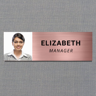 Professional Photo Rose Gold Name Tag