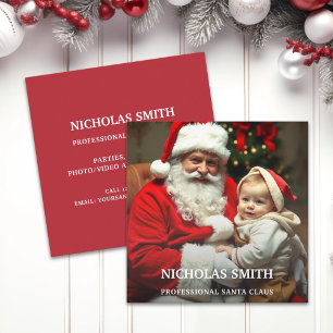Professional Photo Santa Claus Square Business Card