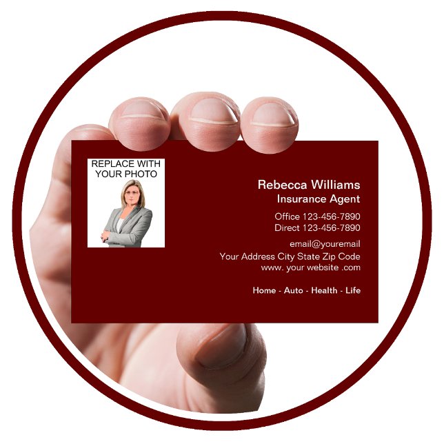 Professional Photo Template Insurance Agent Business Card (Creator Uploaded)