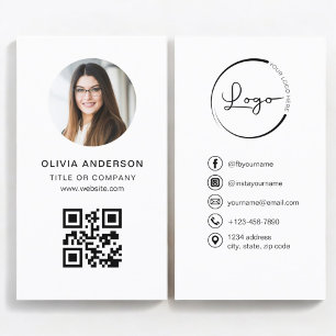 Professional Photo White QR Code Social Media Business Card