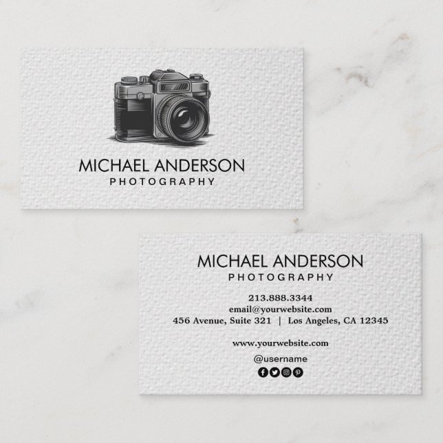 Professional Photographer camera logo Photography  Business Card (Front/Back)