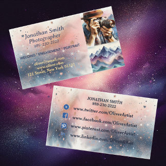 Professional Photographer Camera Scene Pastel Pink Business Card