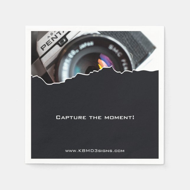 Professional Photographer Custom Photo Black Napkin (Front)