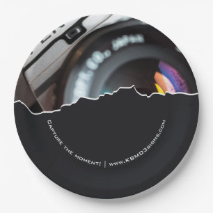Professional Photographer Custom Photo Black Paper Plate