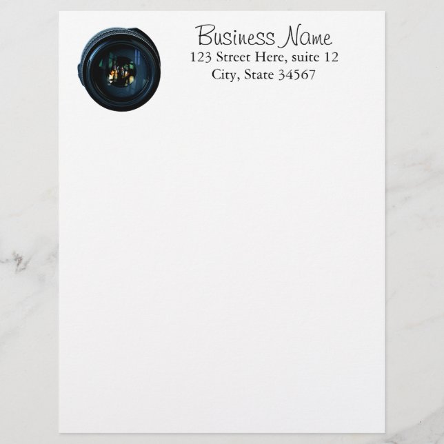 Professional Photographer Lens Letterhead (Front)