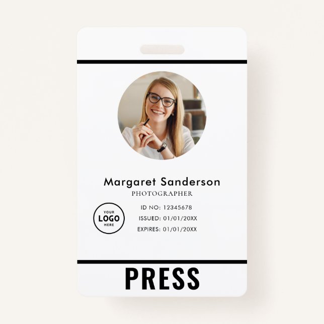 Professional Photographer Press Badge ID Badge (Front)