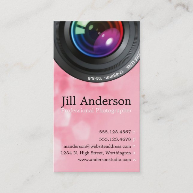 Professional Photographer Vertical Business Card 3 (Front)