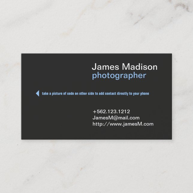 Professional Photography Business Card w/ QR Code (Front)