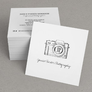 Professional photography photographer camera square business card