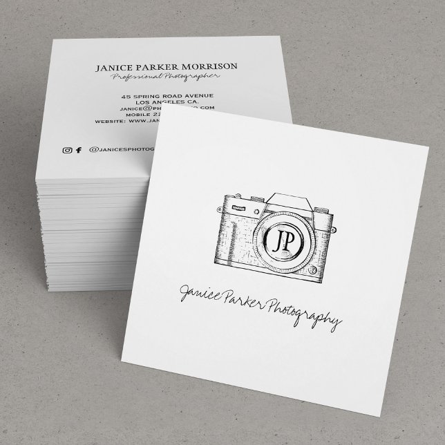 Professional photography photographer camera square business card (Creator Uploaded)
