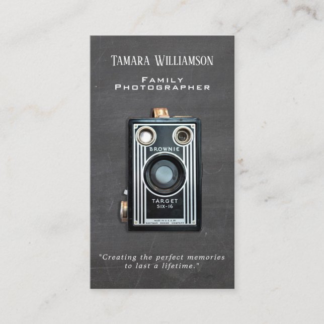 Professional Photography Vintage Camera Photo Business Card (Front)