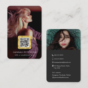 Professional photos QR code Modern stylish gold Business Card