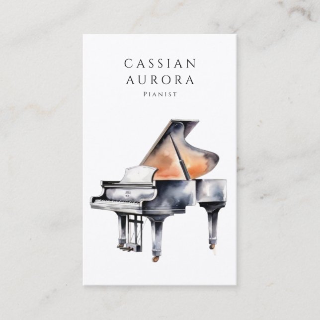 Professional Pianist And Piano Music Teacher Business Card (Front)