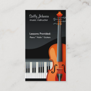 Professional Piano and Violin Music Instructor Business Card