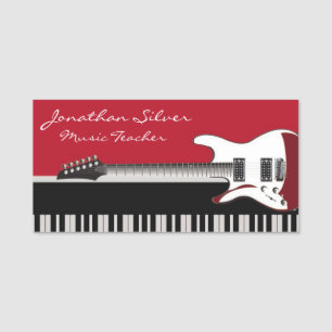 Professional Piano & Guitar Music Teacher Name Tag