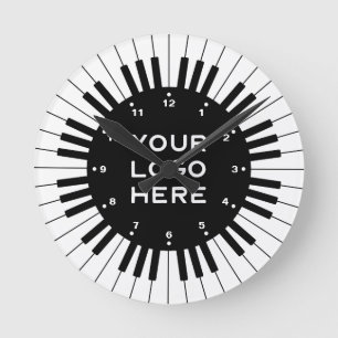 Professional Piano Keys With Personalised Logo Round Clock