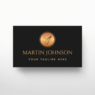 Professional Pilates Instructor Gold & Black Logo Business Card