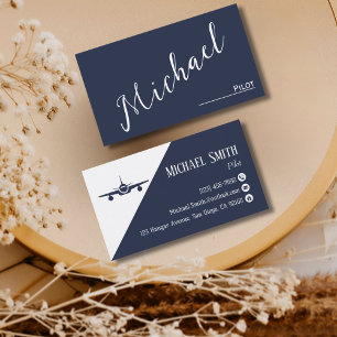 Professional Pilot Company Navy Blue Aviation Business Card